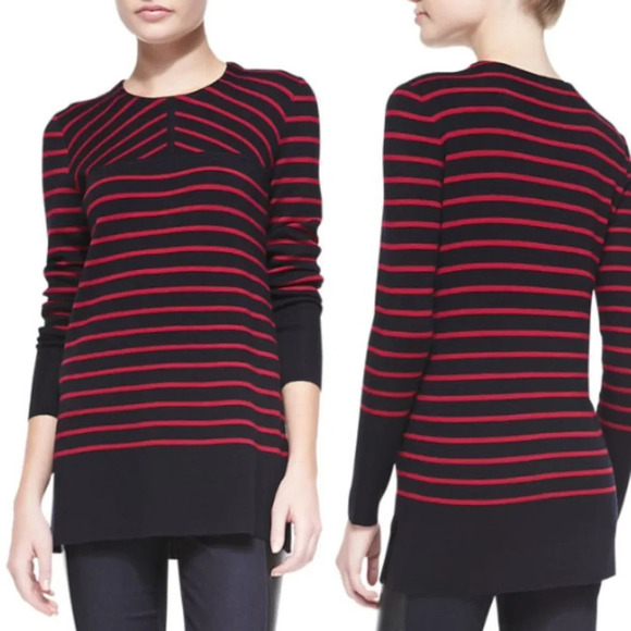 Tory Burch Seraphina Striped Wool Tunic Sweater 30772 - Picture 1 of 5